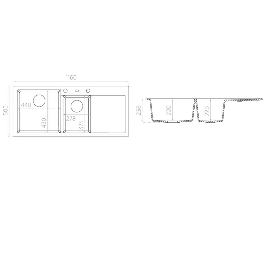 Кухонная мойка Axis Group A-Point 180 черный (11A.ZC007.91A.00/1.146.141.10)- Фото 2